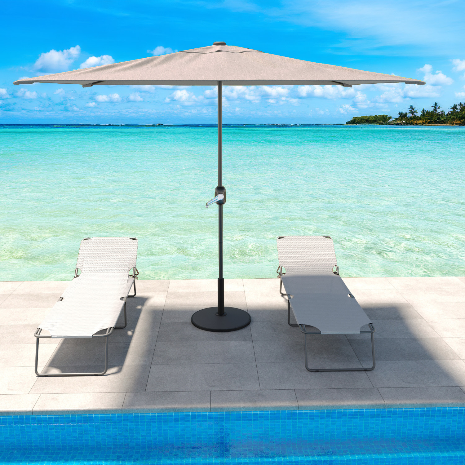 Ombrellone Rettangolare 3x2 M Da Giardino Parasole Per Balcone Con Air Vent Apertura A Manovella Anti UV Idrorepellente Mare Spiaggia Piscina Grigio