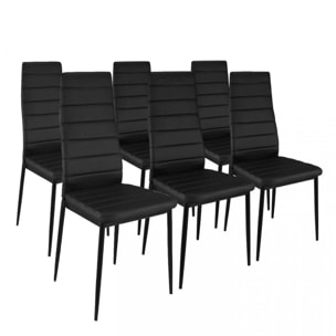 Pack 6 sillas de comedor símil piel Emi Negro
