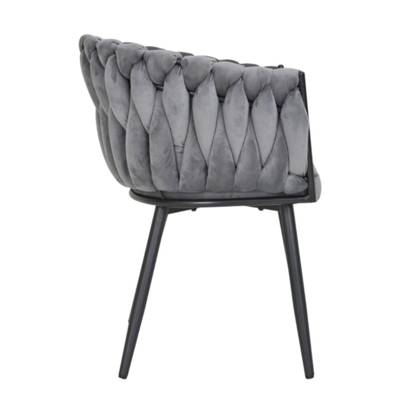 Chaise en velours tressé avec accoudoirs et pieds en métal - MELODIE 2