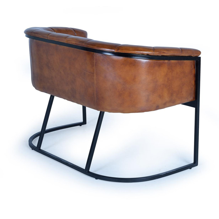 Sofá de Piel 115 Cm Estilo Industrial Vintage (tipo Chester)