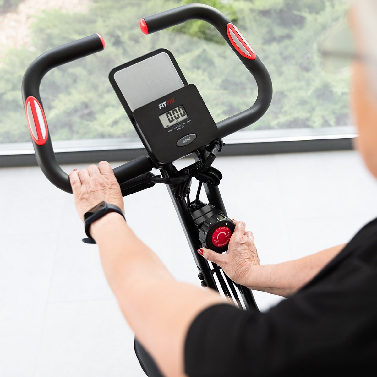 Bicicleta estática plegable FITFIU volante 8kg respaldo y cuerdas elásticas