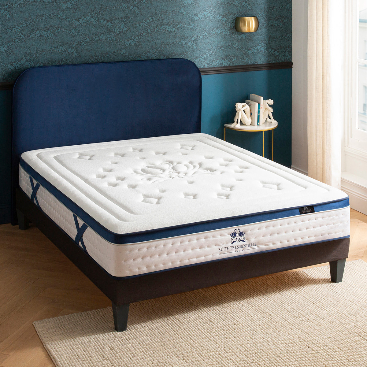 Ensemble matelas Suite Présidentielle & Sommier KIT15, 28 cm, Mémoire de Forme, Technologie Tri-Lattes, Soutien Ferme