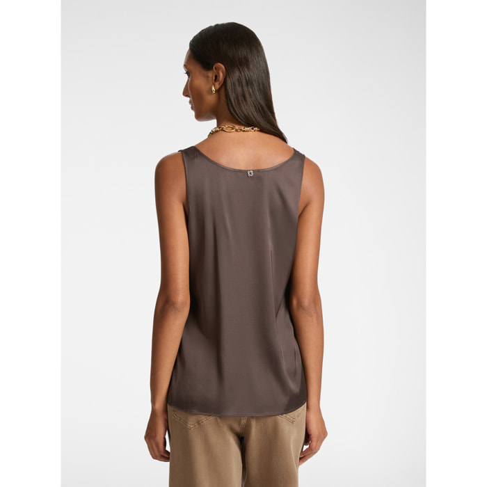 Elena Mirò - Top in raso - Marrone
