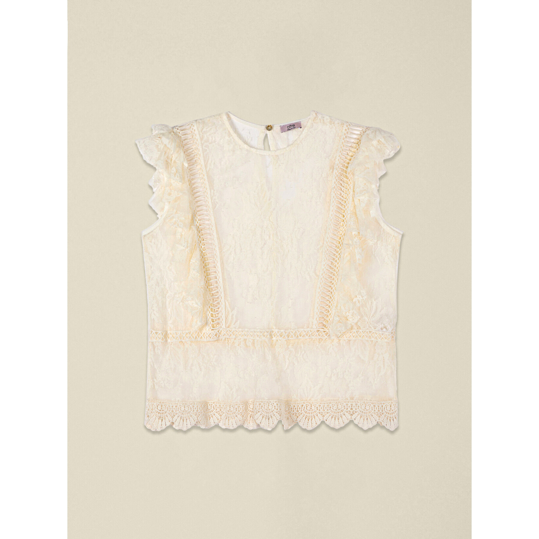 Oltre - Top in tulle ricamato see-through - Bianco