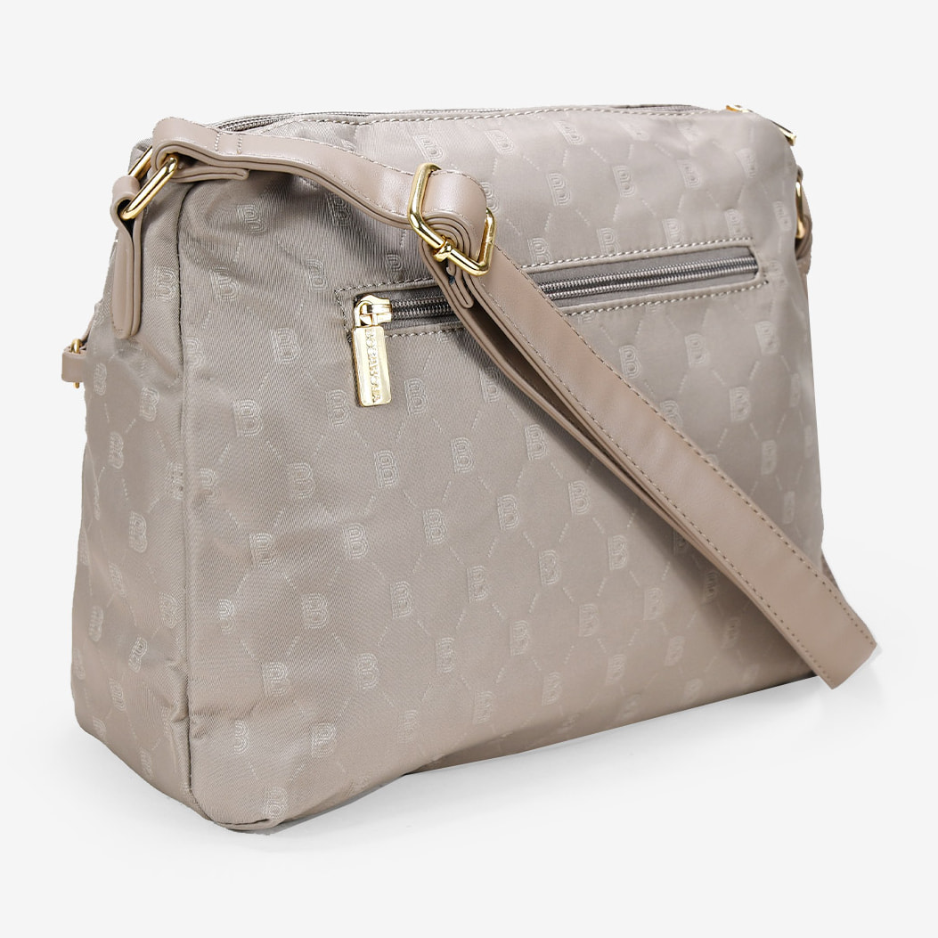 Bolso bandolera taupe en nailon