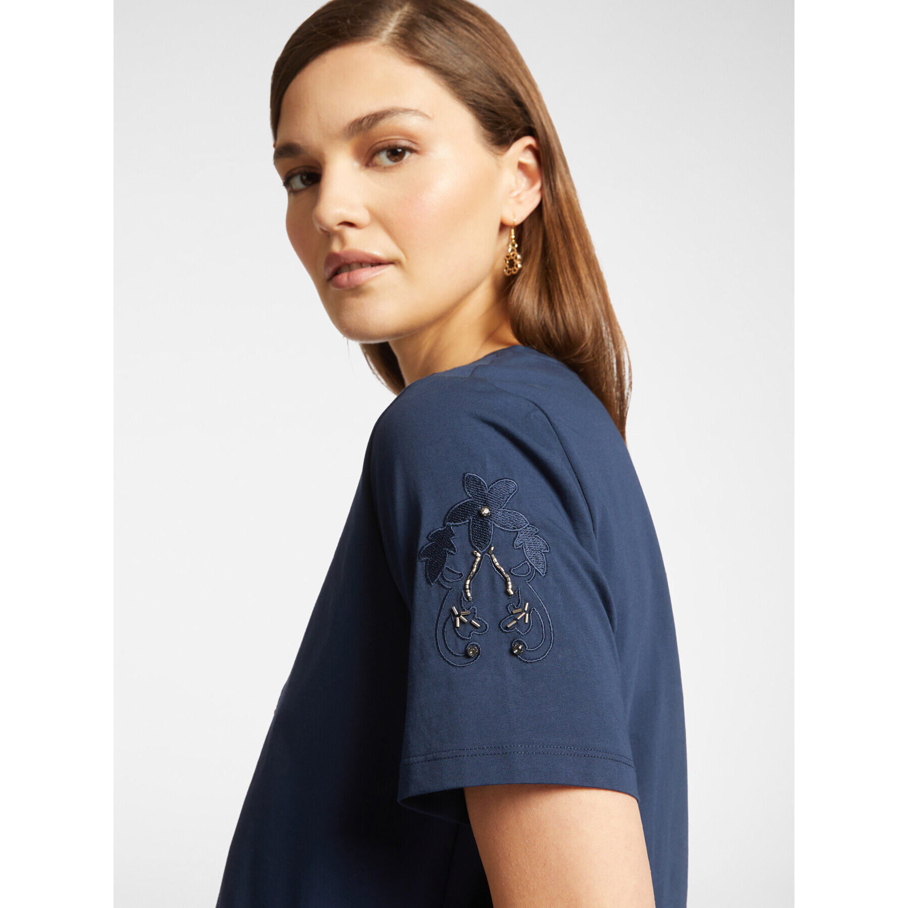Elena Mirò - Camiseta bordada - Azul