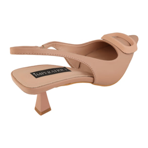 Decolletè slingback con tacco basso a rocchetto