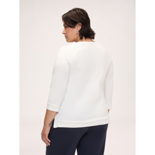 Fiorella Rubino - T-shirt in cotone con strass e borchie - Bianco