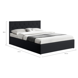 Lit coffre Hannah PVC avec sommier - Noir