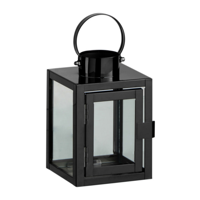 J-Line lanterne Carrée - acier/verre - noir