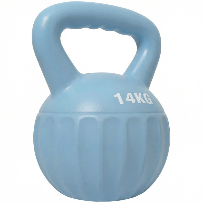 Kettlebell 14 Kg - prise ergonomique - entraînement musculaire & haltérophilie - PP bleu ciel