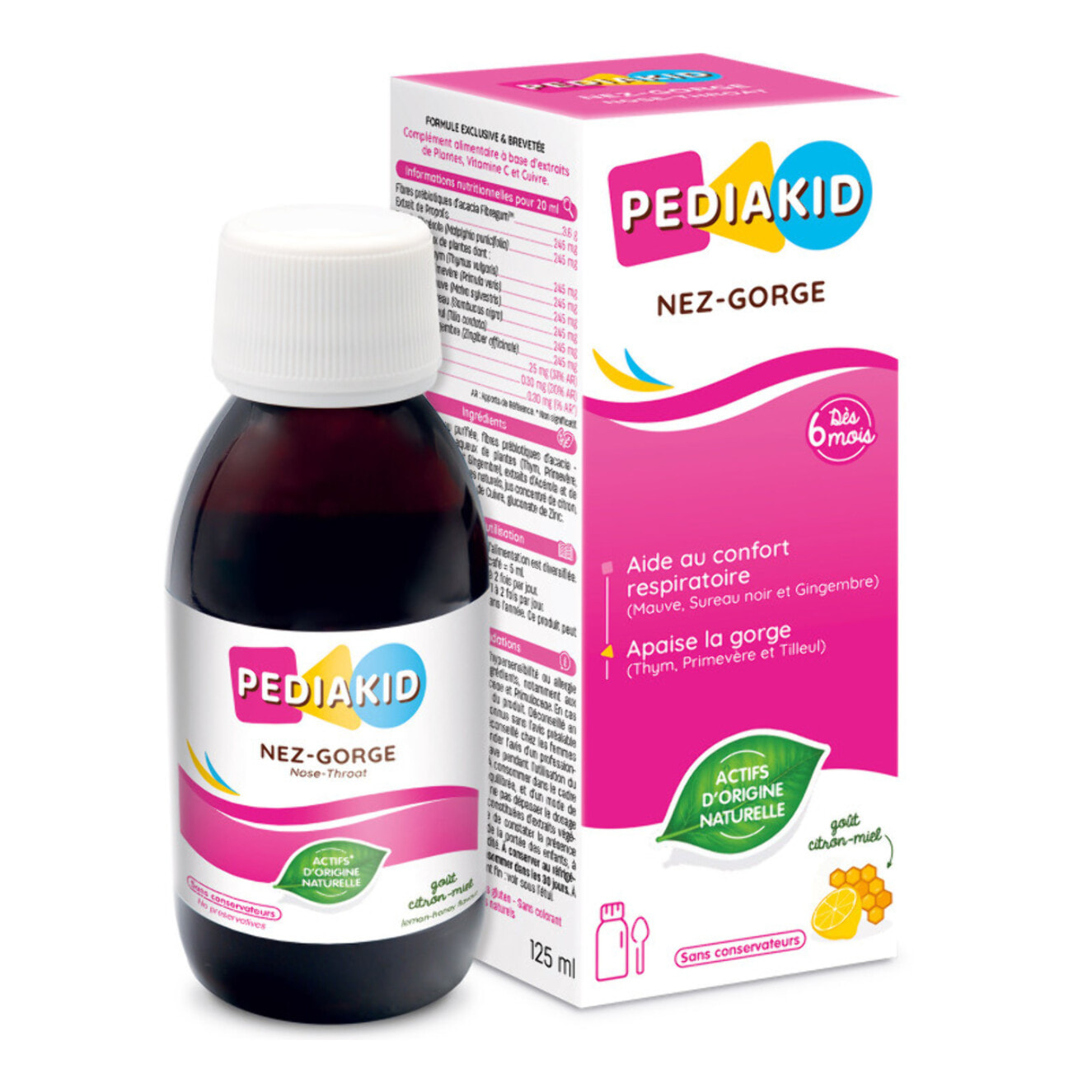 image-PEDIAKID - Sirop Nez-Gorge - Complément Alimentaire Naturel - Formule Exclusive au Sirop d'Agave - Confort Respiratoires - Arôme Naturel Miel-Citron