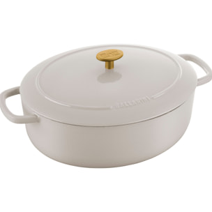 Cocotte en fonte 33 cm, Ovale, Blanc ivoire, Fonte