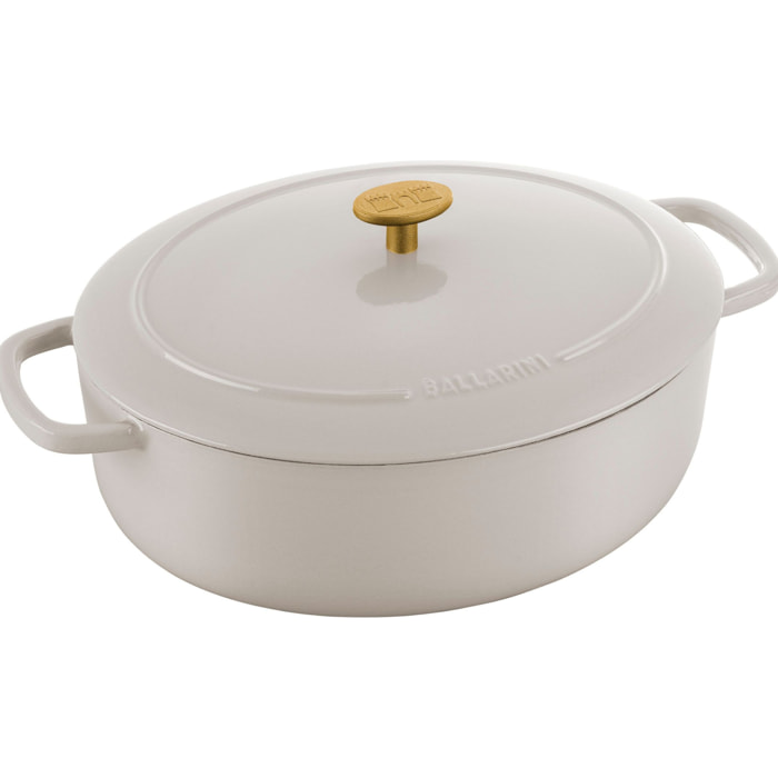 Cocotte en fonte 33 cm, Ovale, Blanc ivoire, Fonte
