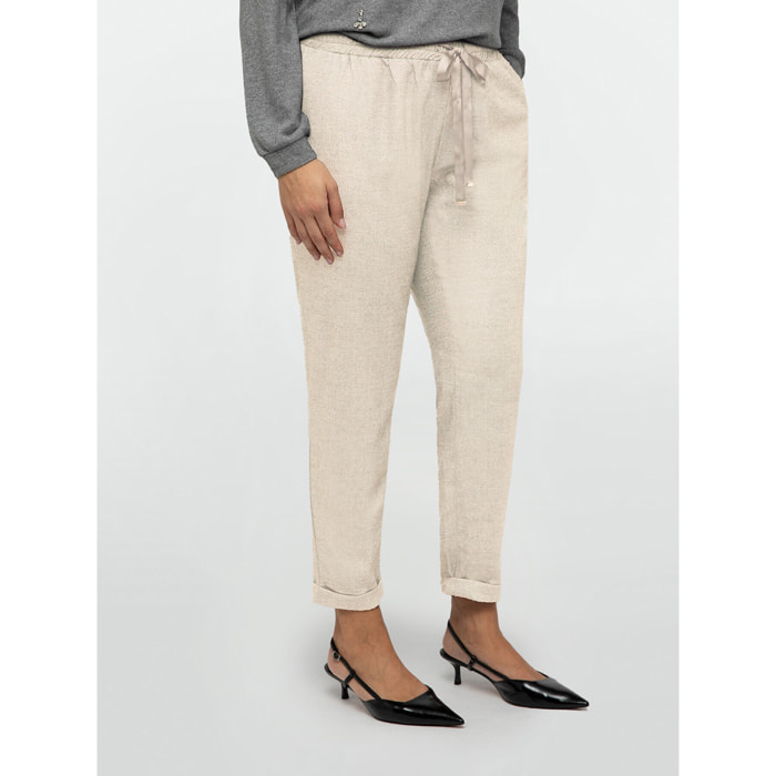 Fiorella Rubino - Pantalón jogger de lúrex - Beige