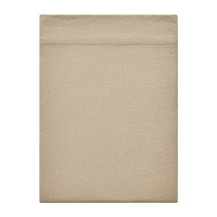 Drap plat uni en flanelle de coton, FRISSON, Beige Sésame