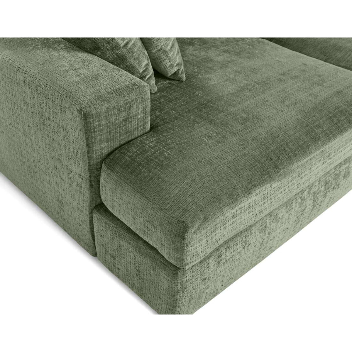 Collins - canapé droit 4 places avec double méridienne - assise profonde - en velours texturé - Vert