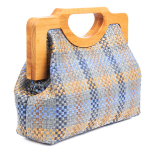 Bogna Bolso de mano Mujer. Fabricado en madera natural y rafia sintética entrelazada.