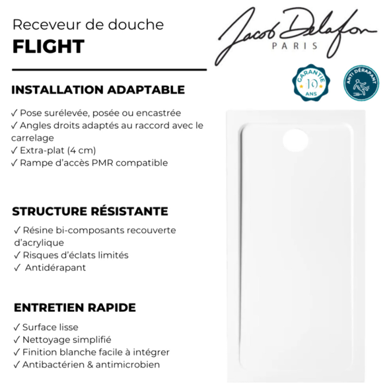 Receveur antidérapant Flight Low extra plat