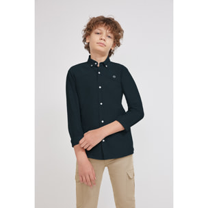 Polo Niño Manga Larga de Punto Camisa 100 % Algodón Color Blanco, Cuello Button-Down, Botones Frontales, Logo Bordado | Color: Marino | Street Monkey