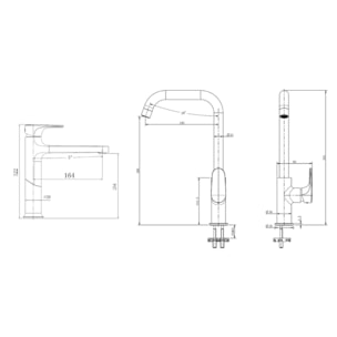 Dark set mitigeur lavabo XL + mitigeur cuisine avec bras pivotant, or brossé (SATBSDA285BZ)