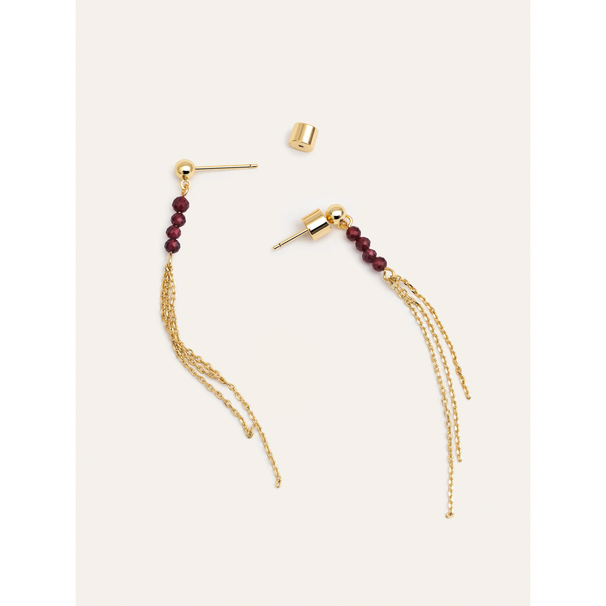 Pendientes Falling Fairy Granate Baño Oro