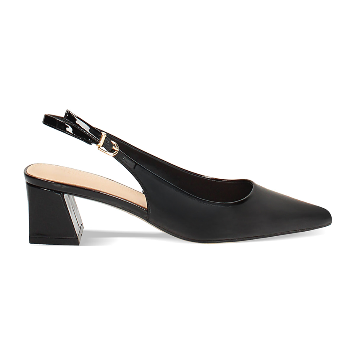 Décolleté slingback nere tacco 4,9 cm