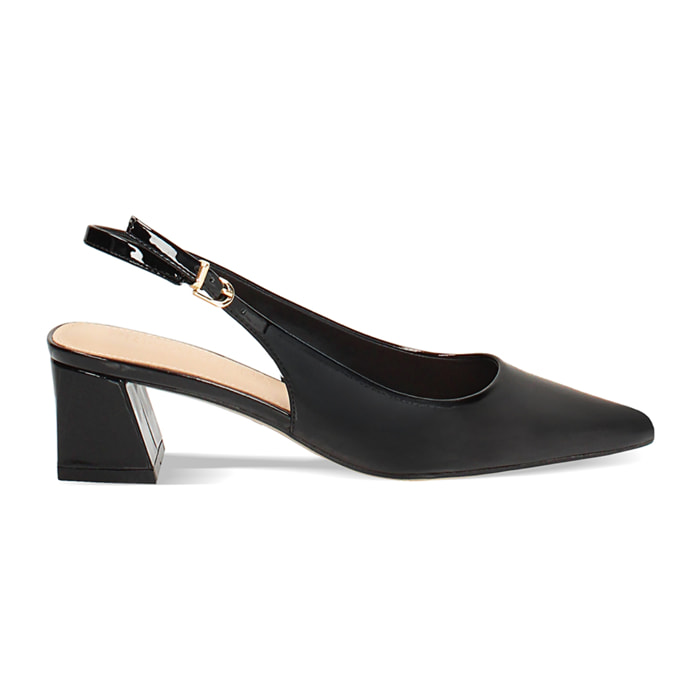Décolleté slingback nere tacco 4,9 cm
