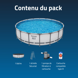 Bestway Piscine hors sol tubulaire ronde Bestway Steel Pro Max 549 x 122 cm gris clair