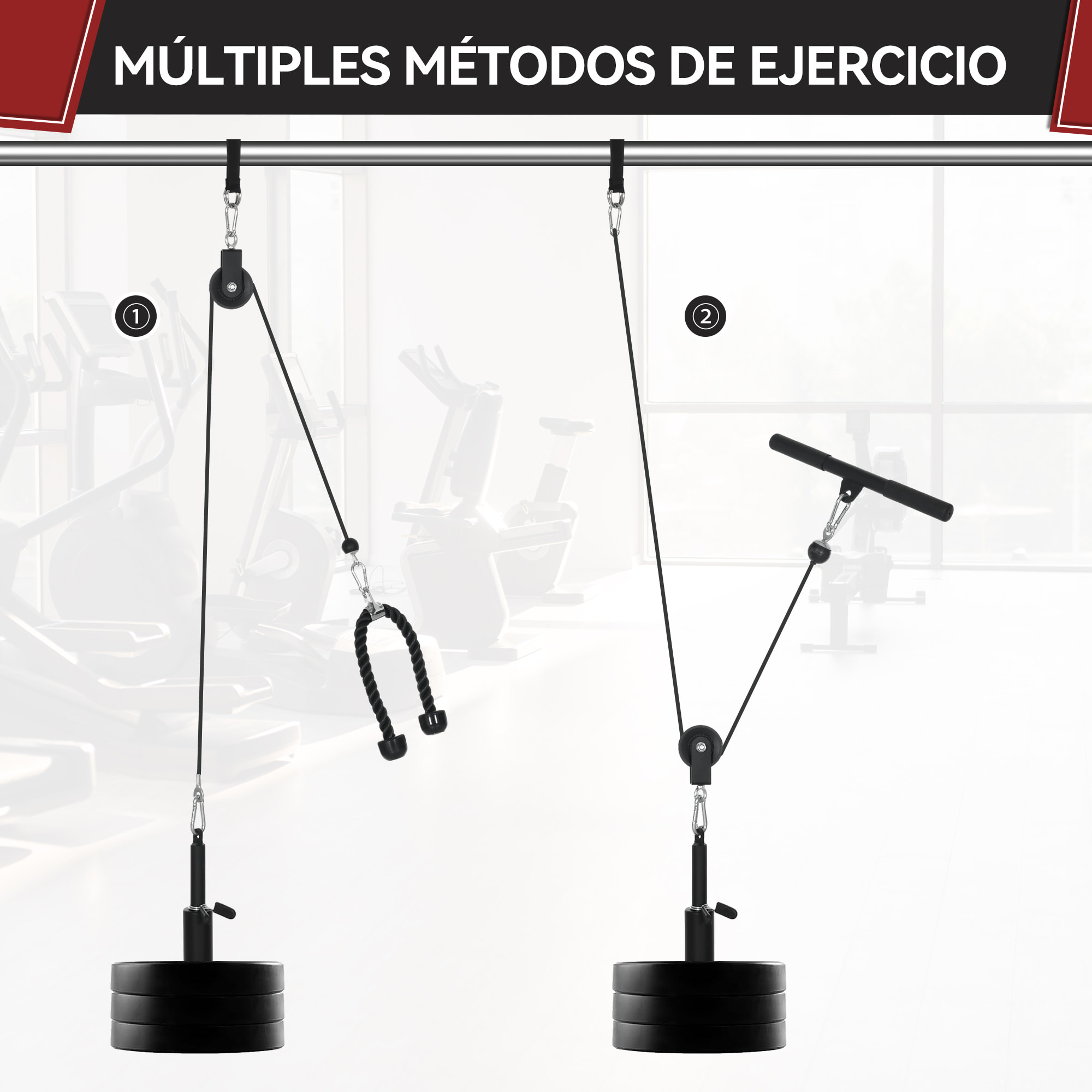 Poleas Gimnasio para Casa, Sistema de Polea de Cable de Peso para Gimnasio, para Tracción LAT, Rizo de Bíceps, Tríceps, Entrenamiento de Brazo, Hombros y Espalda
