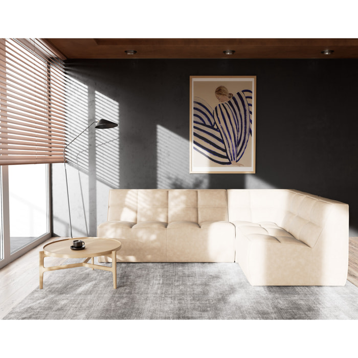 Alya - canapé modulable d'angle réversible 4 places en simili - Beige