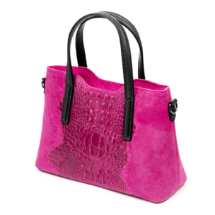 Fiesole bolso tote Mujer. Piel auténtica Gamuza Grabado Cocodrilo.
