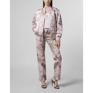 PHILIPP PLEIN Oversized Satin Bomber Butterfly Tattoo