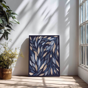 Tableau fleurs Tableau feuilles bleues sur bleu Toile imprimée