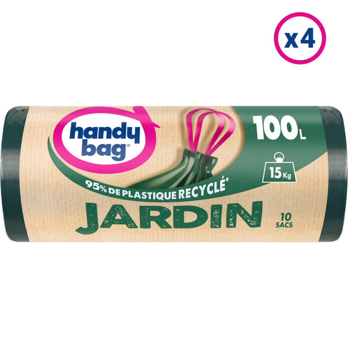 4x10 Sacs poubelle 100L Jardin Handy-Bag - 95% de plastique recyclé