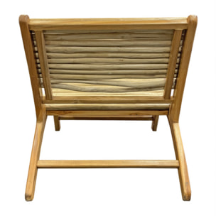 Fauteuil lounge teck massif et branches de bois flotté vernies - JESSIE