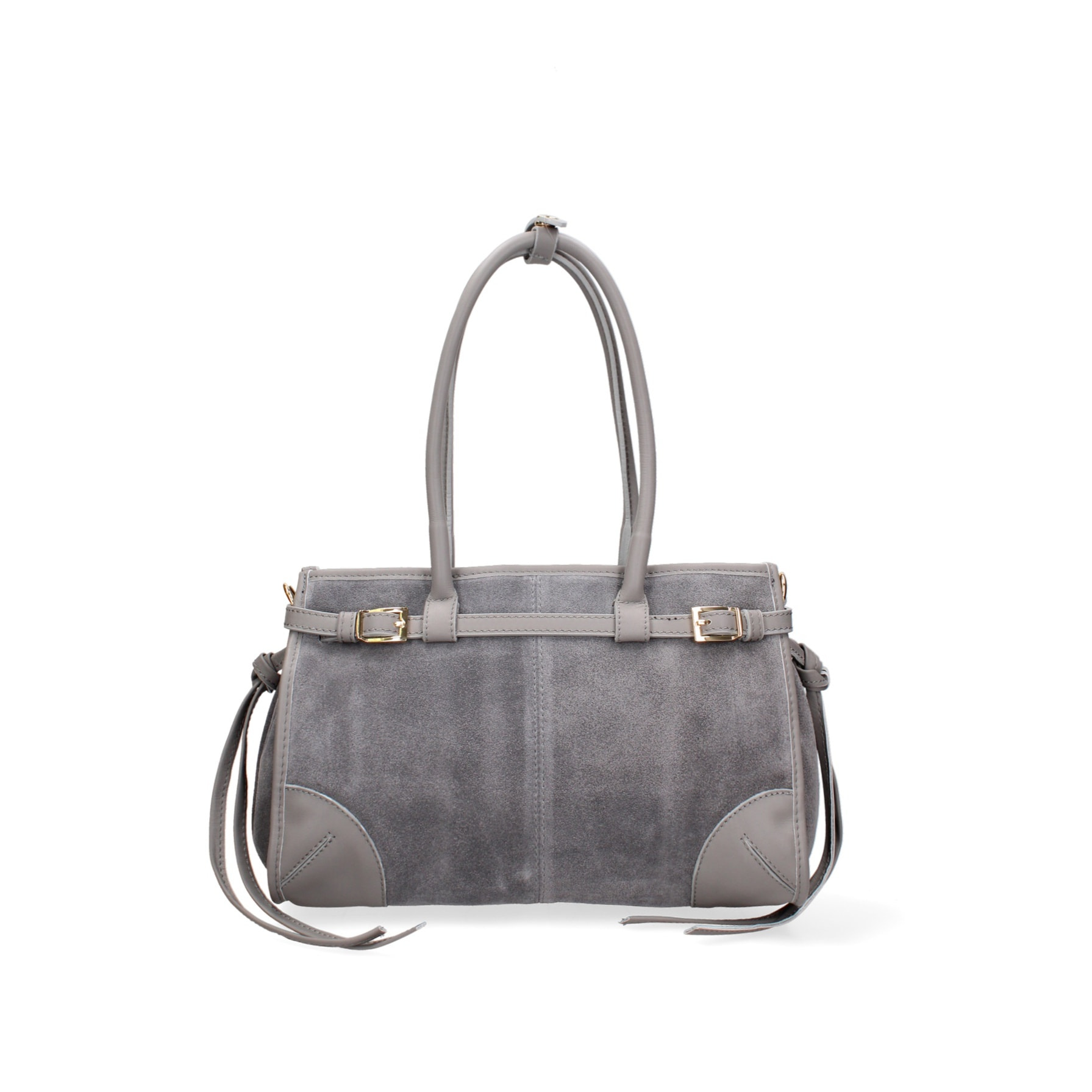 Borsa a spalla da donna Made in Italy - Modello Novara Ultra - Pelle scamosciata - 31.5 x 20.0 x 14.0 cm