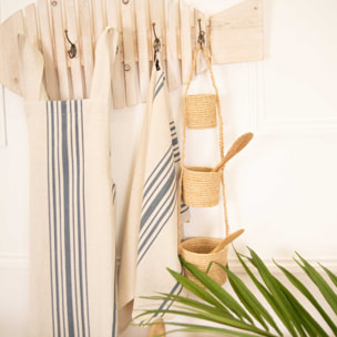 Torchon de cuisine polylin à rayures - Bleu Foncé