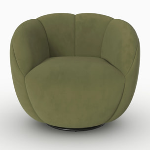 Fauteuil pivotant en velours vert olive foncé - Ysé