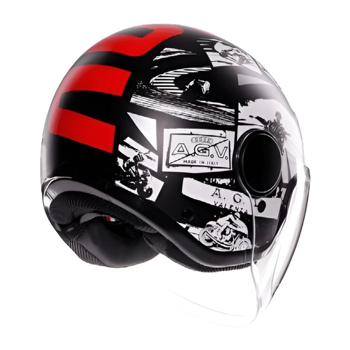 CASCO AGV ETERES E2206 HISTORY MATT BLACK/WHITE/RED