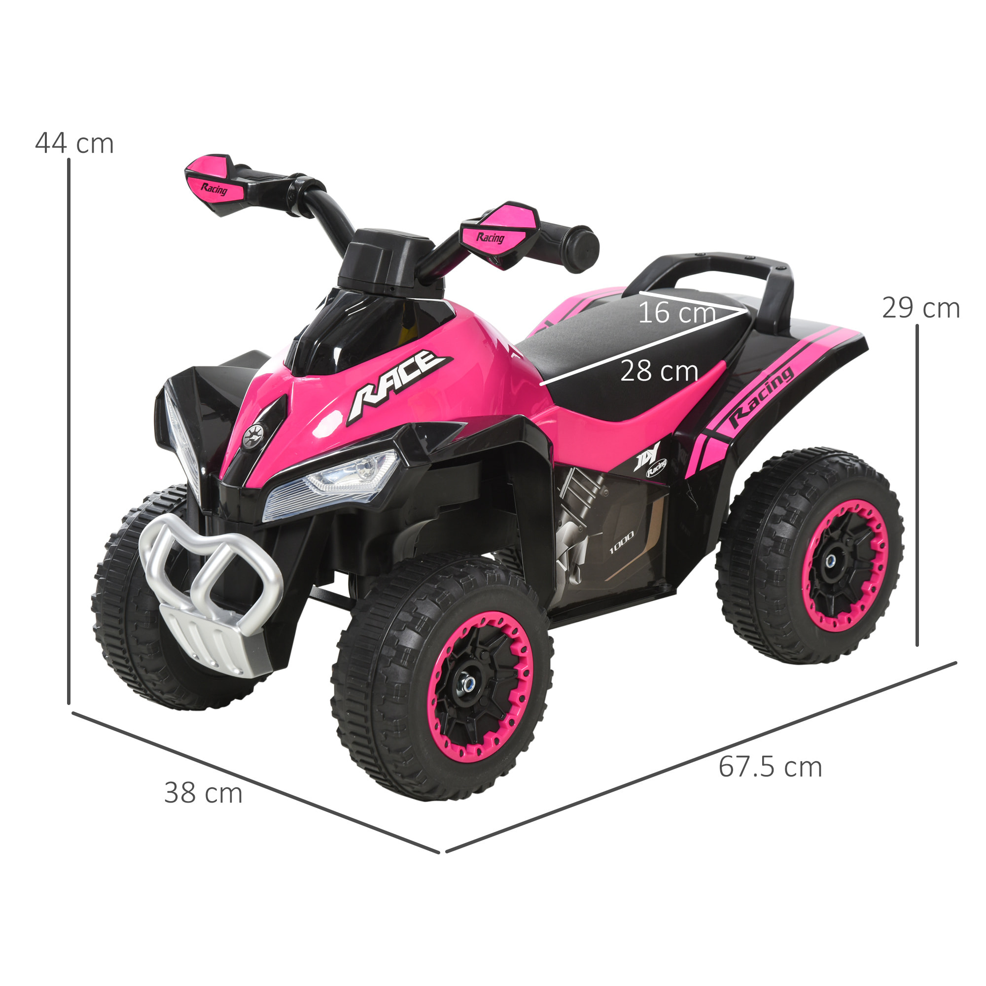 Quad Correpasillos para Niños con Luces y Música Rosa