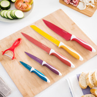 Set di 5 coltelli e pelapatate in ceramica - multicolore