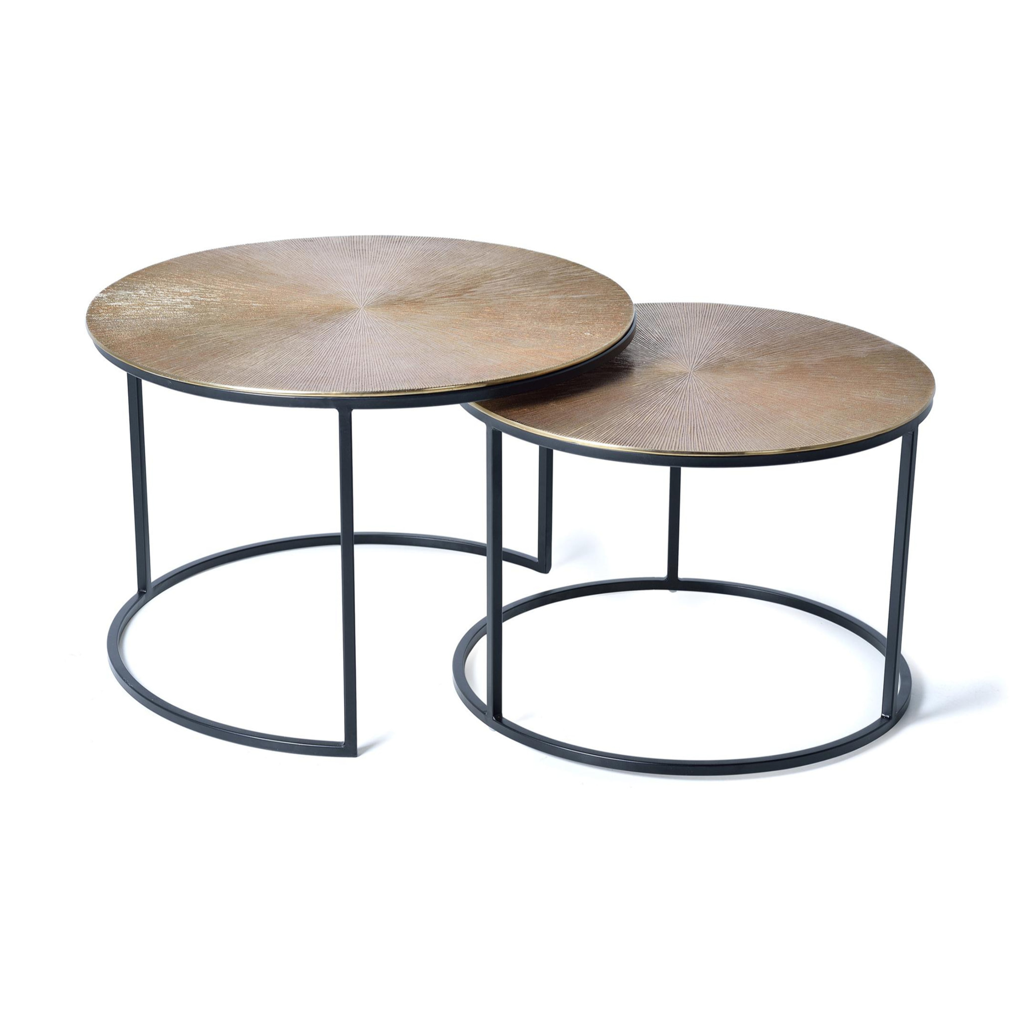 Lot de 2 Tables basses de bronze grande table : 70 cm, petite table : 60 cm style industriel