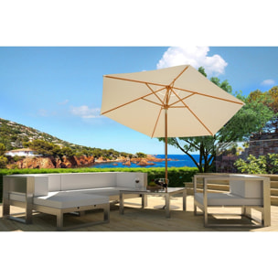 DANINE Parasol droit et inclinable en bois diamètre 3m écru