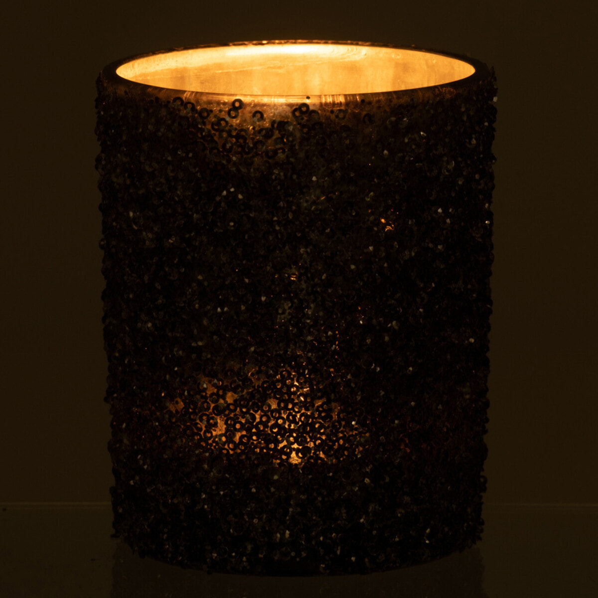 J-Line photophore Paillettes - verre - gris anthracite - large