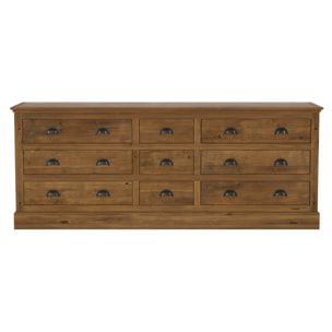 Buffet 9 tiroirs en bois de cèdre recyclé - Tobias