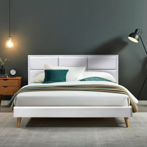 Lit Brazil Simili cuir blanc : Sommier Déco, Confort et Design Exceptionnels