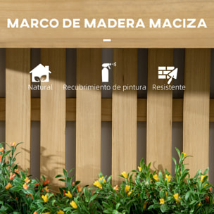 Jardinera de Pared con Enrejado Jardinera Vertical de Madera con 3 Macetas Móviles y Orificio de Drenaje para Jardín Terraza Patio 60x16x80 cm Natural