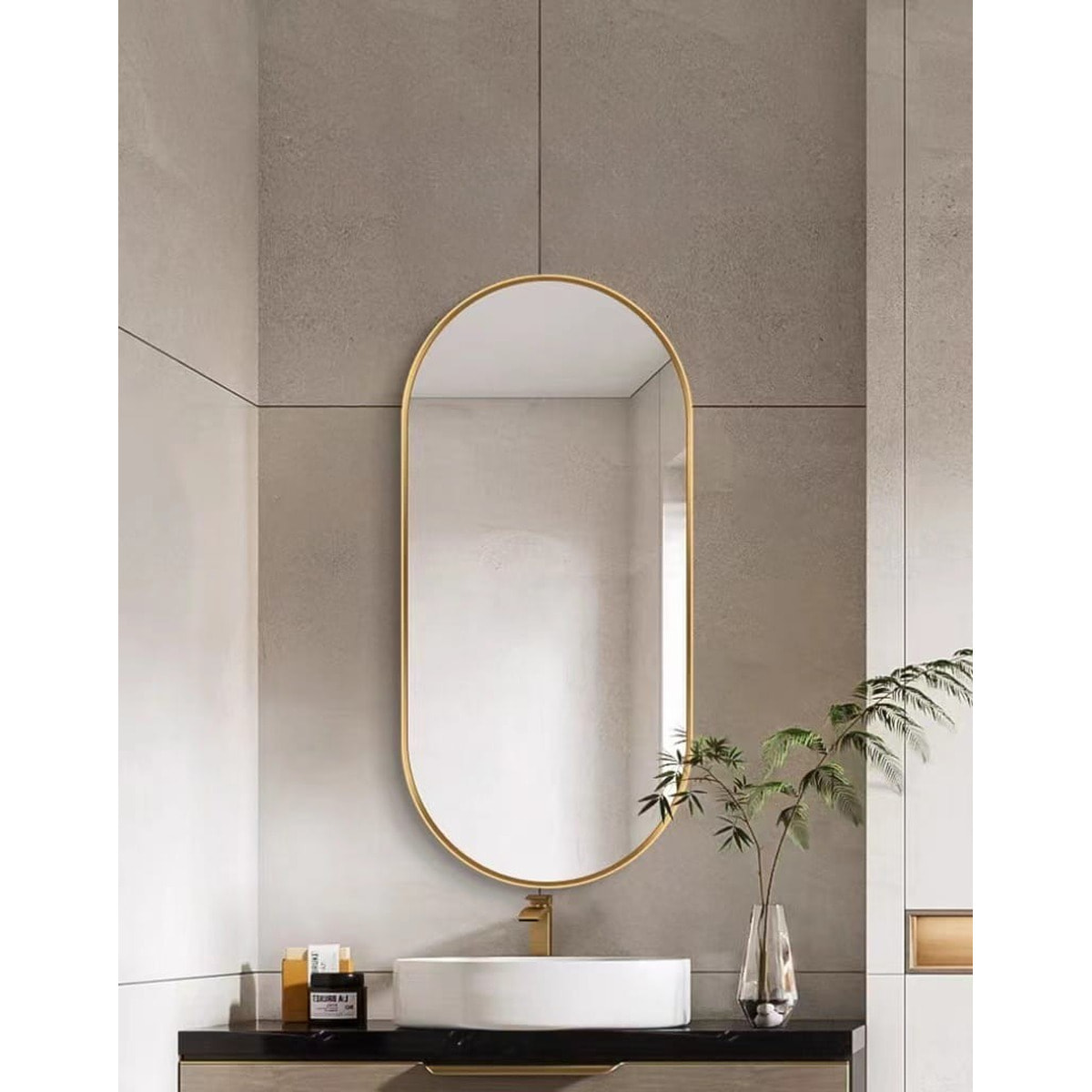 Specchio ovale con cornice dorata 100x50 cm