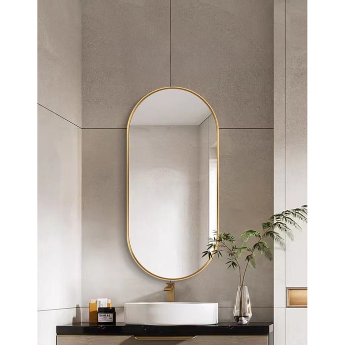 Specchio ovale con cornice dorata 100x50 cm